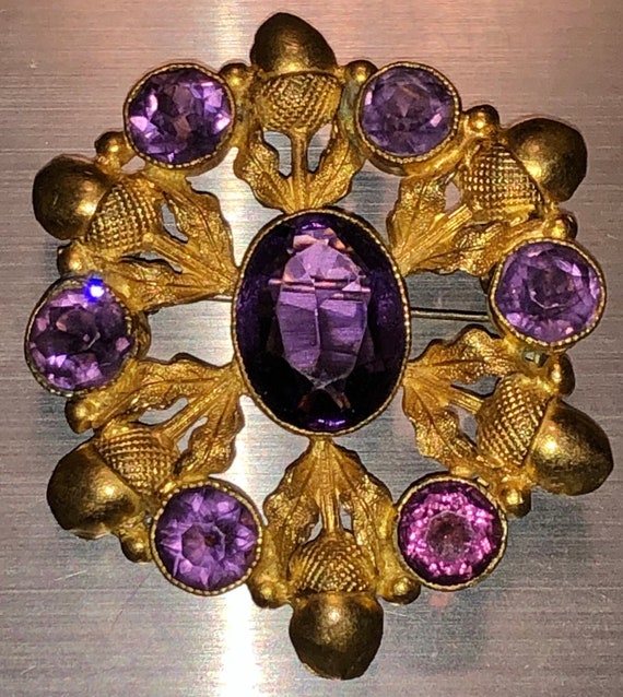 Georgian Pinchbeck Paste Brooch Antique Acorns and