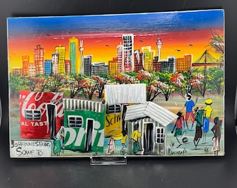 Vintage 3D South African Johannesburg Soweto Wall Decor Cityscape