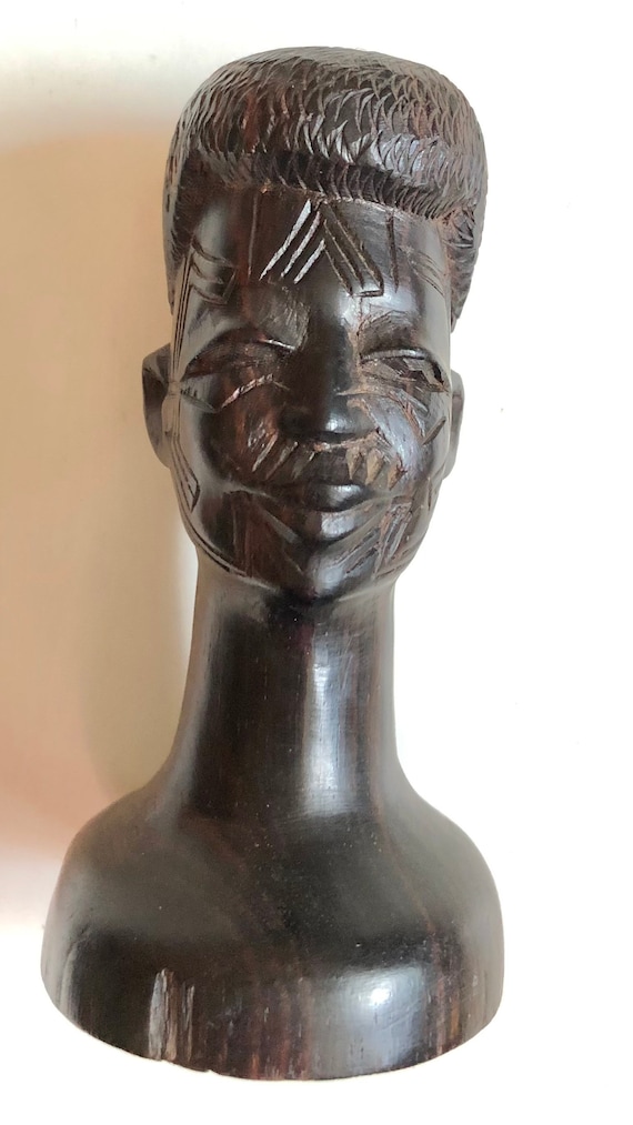 美しいミニチュアアフリカ黒檀彫刻胸像木製アフリカ彫刻 - Etsy 日本