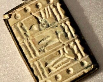 Egyptian Grand Tour Faience Pendant with Egyptian Heiroglyphics Silver Hallmark Authentic Antiquity New Kingdom Period 1200-1000 BC COA SALE