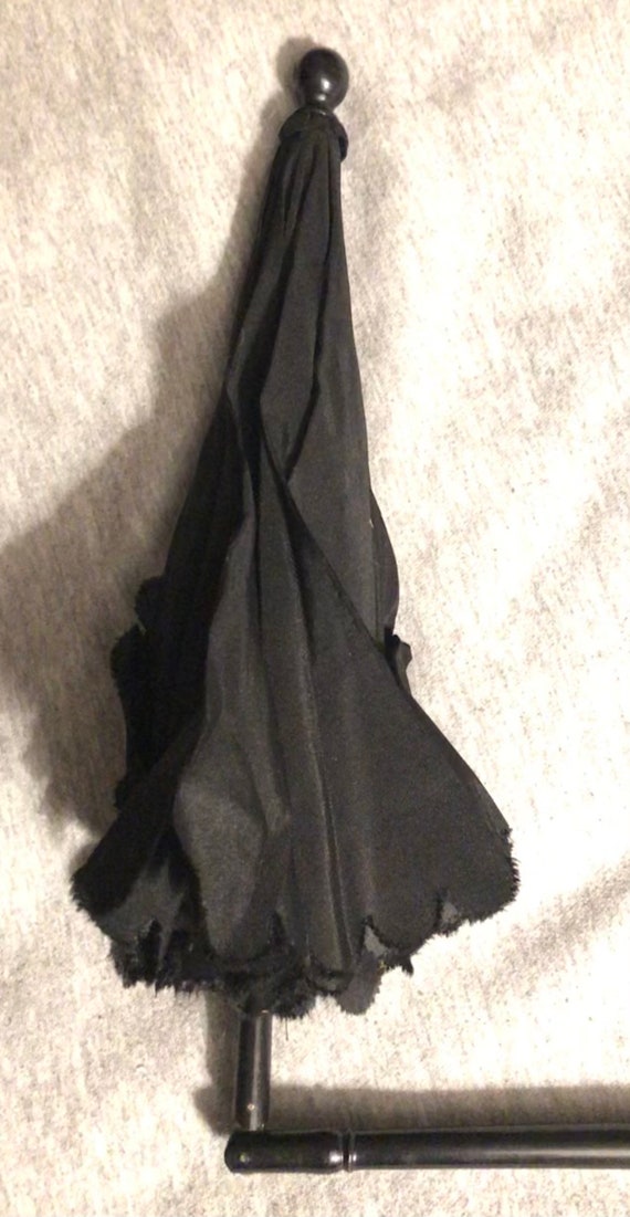 Civil War Victorian Black Silk Mourning Folding Pa