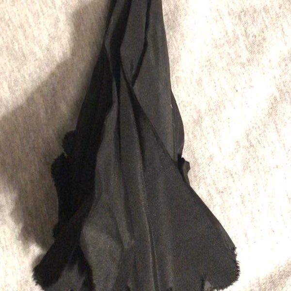 Civil War Victorian Black Silk Mourning Folding Parasol Antique Umbrella ca 1860s