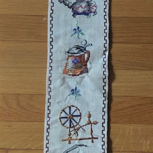 Lovely Vintage Country Kitchen Needlework Cross Stitch Needlepoint Bell Pull Kitchen Wall Decor Ca 1970s-80s Grandmother Core Cottage Core