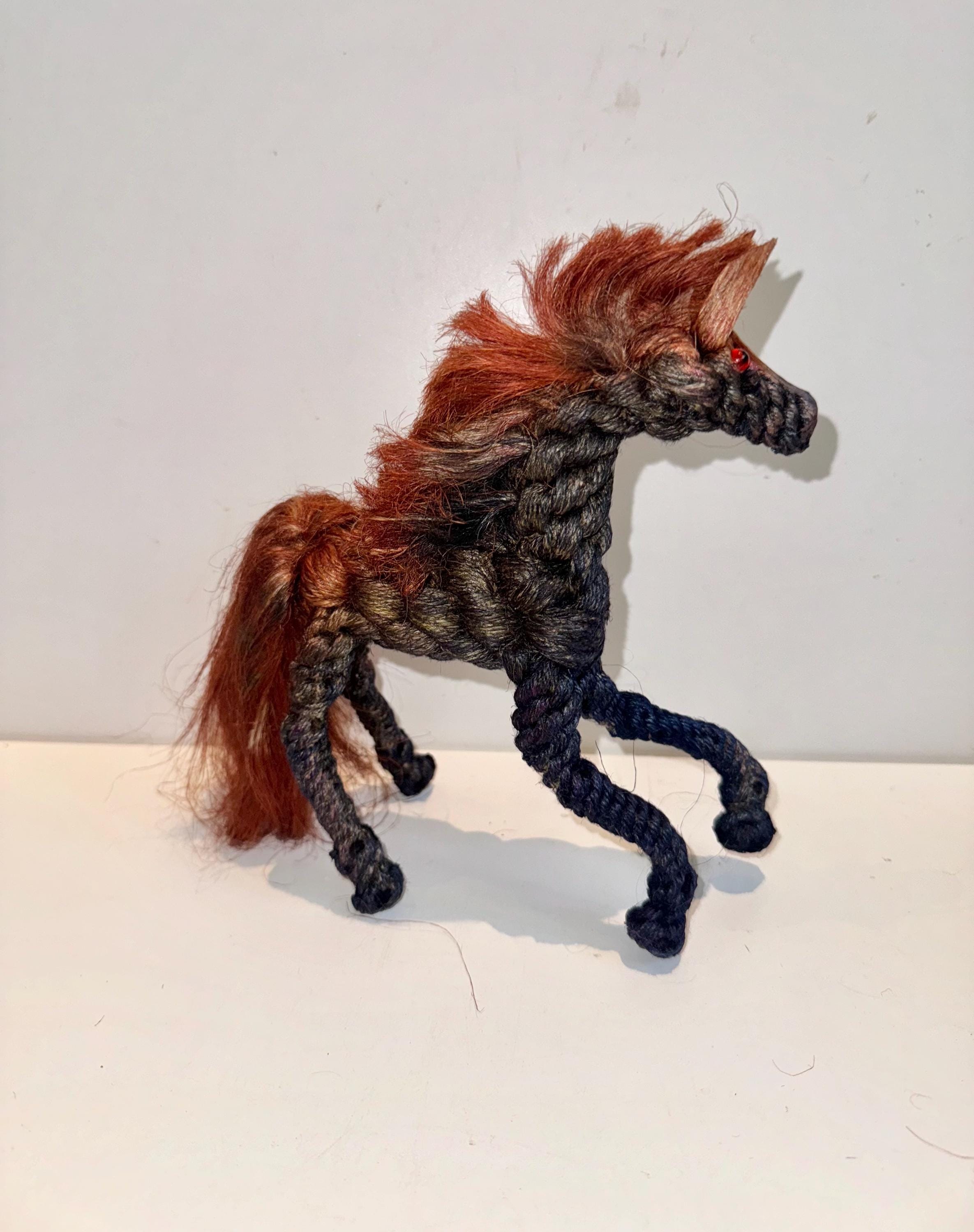 Patty Rope Adorable Jute Galloping Horse Sculpture Patty Pun Poseable Wire & Rope ...