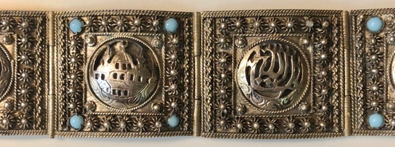 Vintage Turkish Silver Filigree Turquoise Tribal … - image 1