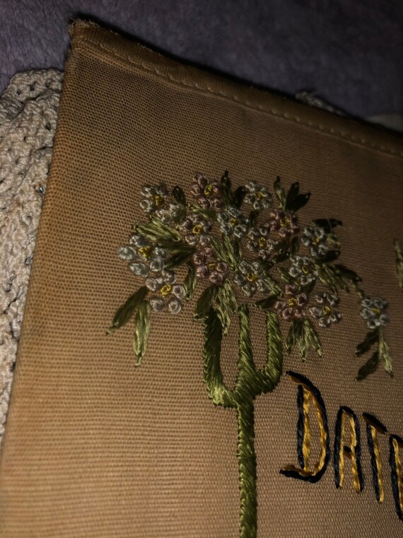 Art Deco Linen DATES Folding Wallet or Folder Han… - image 5