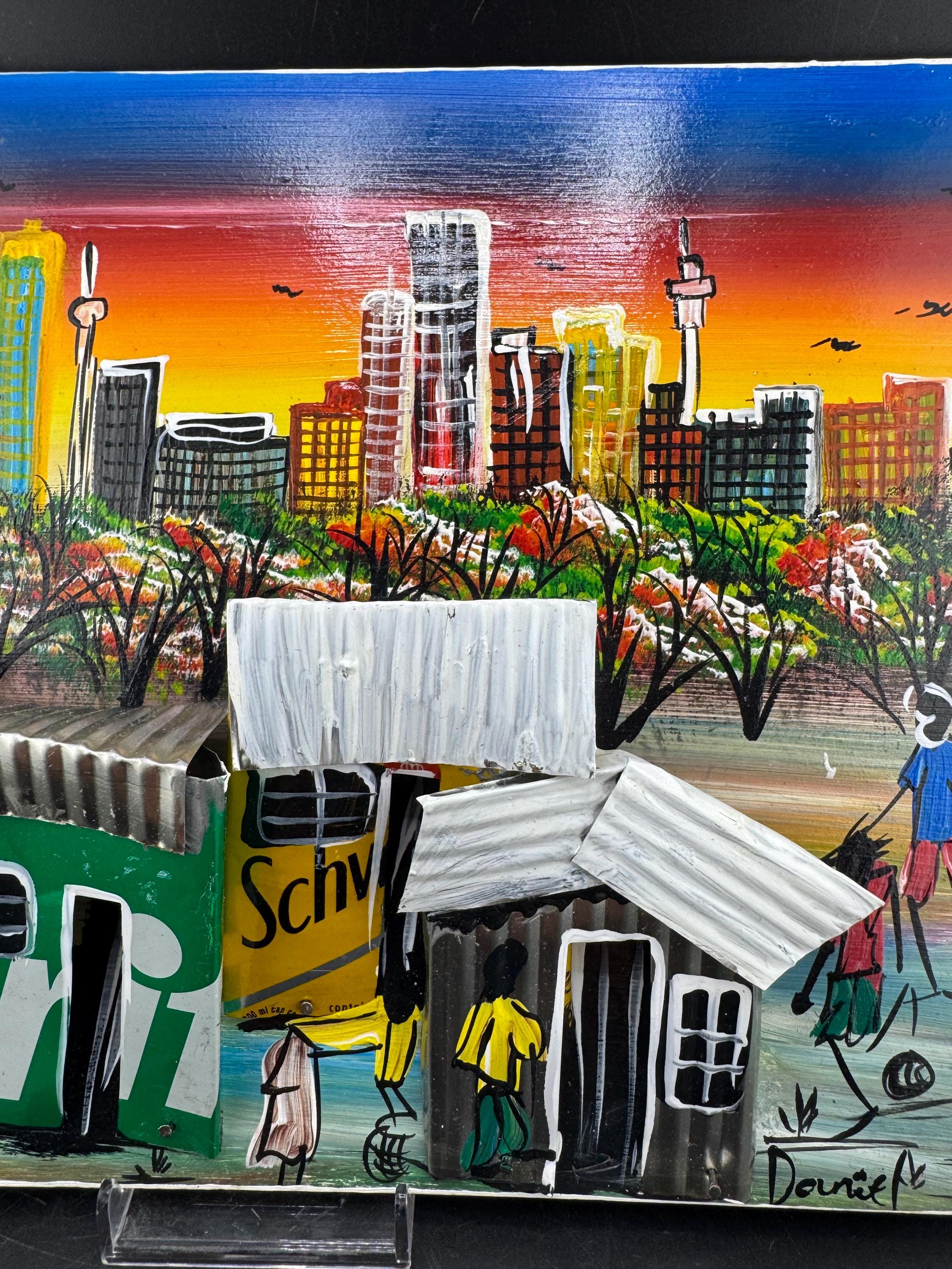 Vintage 3D South African Johannesburg Soweto Wall Decor Cityscape