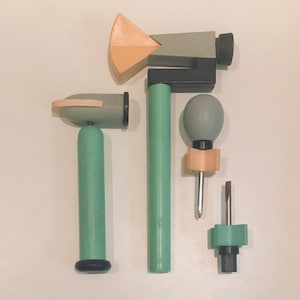 Rare Vintage Memphis Style Tool Kit by Koyo Sangyo Japan Hammer Set Plus Screwdriver Set ca 1980s Rare Postmodern Tool Set w Orig Tiny Nails