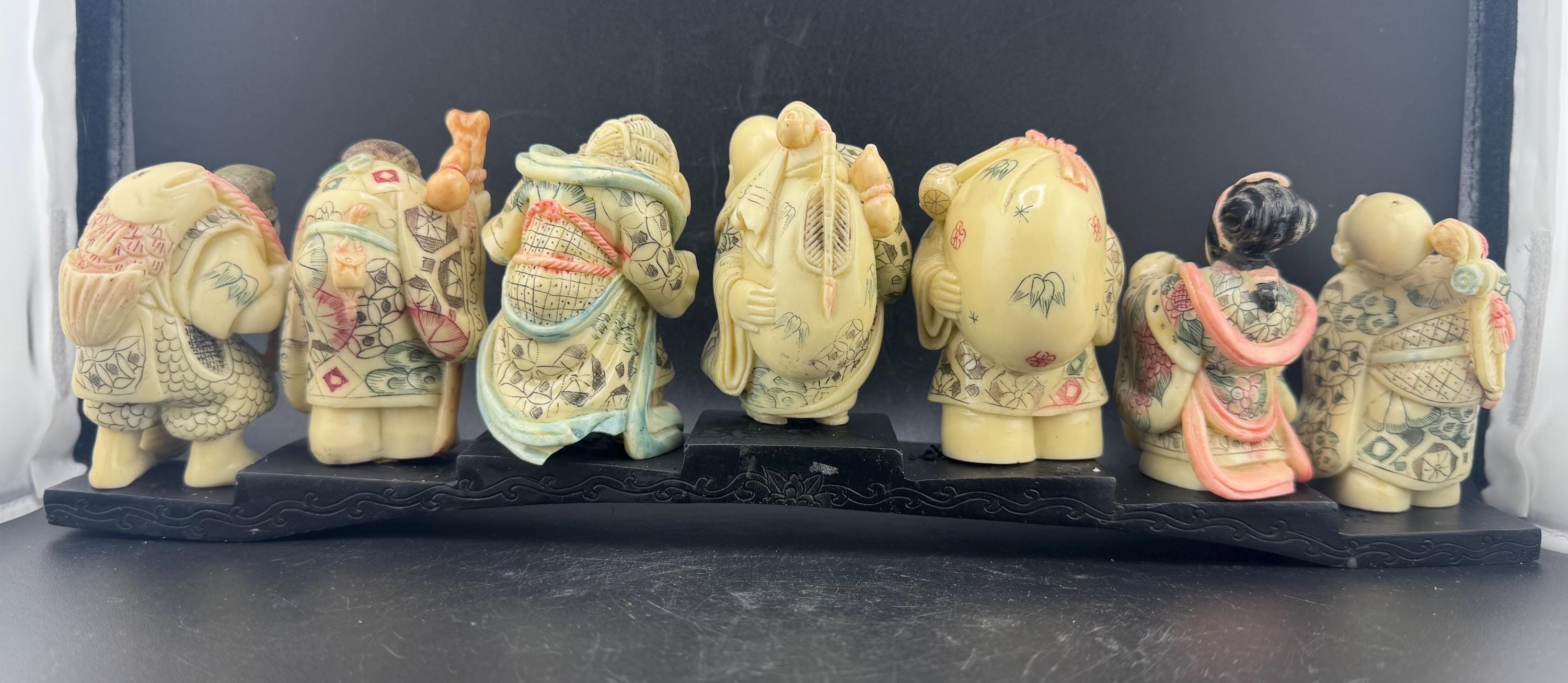 Vintage Seven Gods of Good Fortune Shichifukujin Highly Detailed