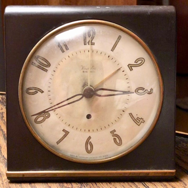 Vintage 1948 Bakelite Big Ben Alarm Clock S6-D Bakelite Electric Alarm 1948 Big Ben Brown Bakelite Electric Luminous Alarm Clock Working!