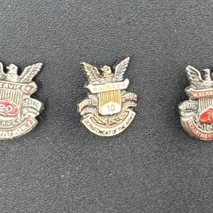 3 US Military Service Pins Defense Supply Agency Department of the Army 10 & 20 Year Pins America. Eagle Silver Bronze WWII era