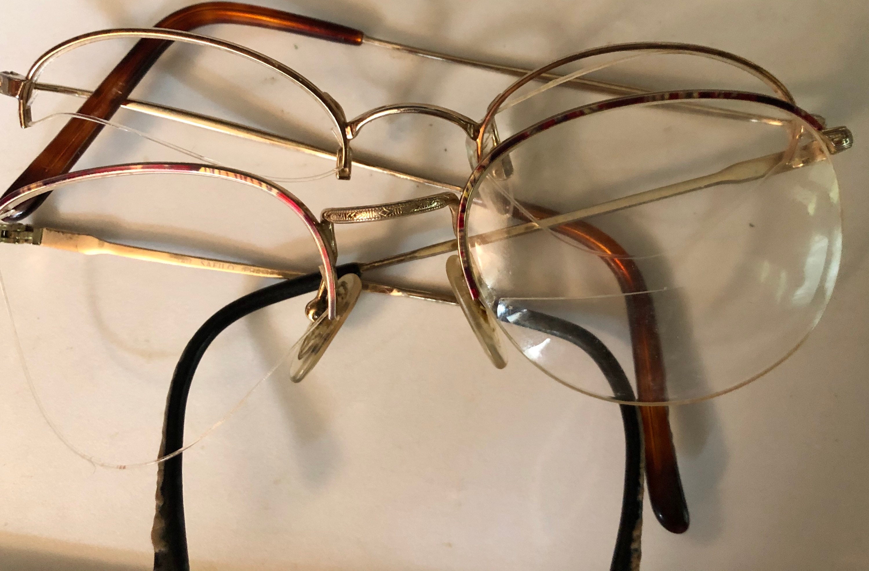 Vintage Eyeglass Parts Three Pairs Half Rimless Frames for Etsy UK