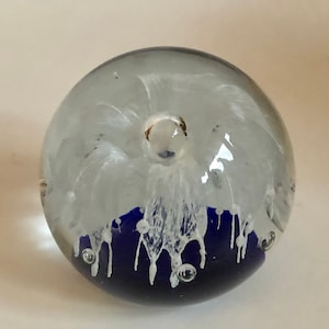 Beautiful Art Glass Paperweight Cobalt Blue with Controlled Bubbles ca 1980s Cobalt Blue Design Pier 1 Imports