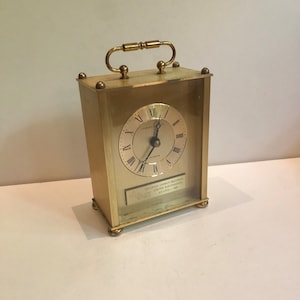 Vintage 1987 Brass Hamilton Carriage Clock Shearson Lehman Brothers Limited Partnership Atlanta Needs New Quartz Movement NONWORKING