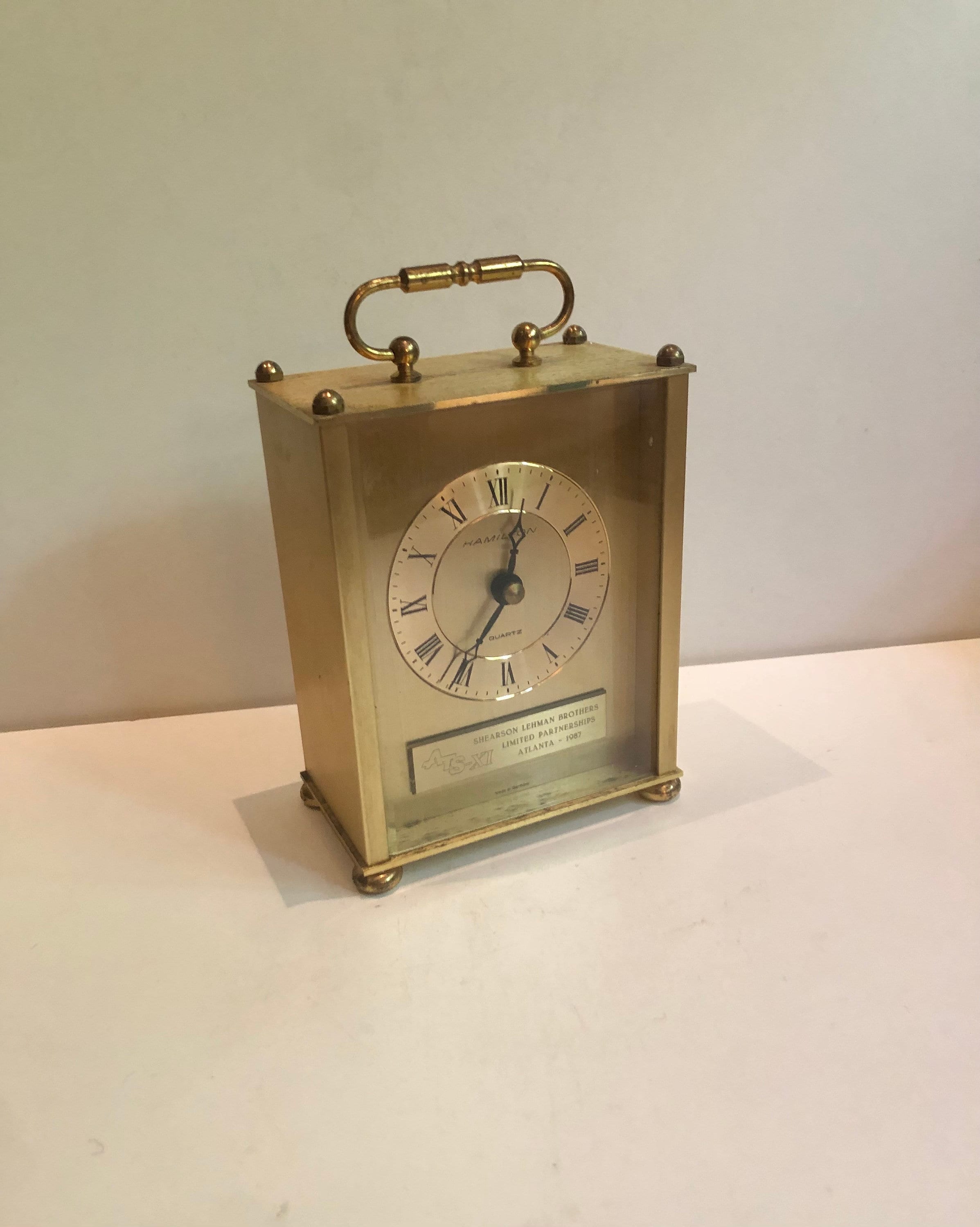 Vintage 1987 Brass Hamilton Carriage Clock Shearson Lehman
