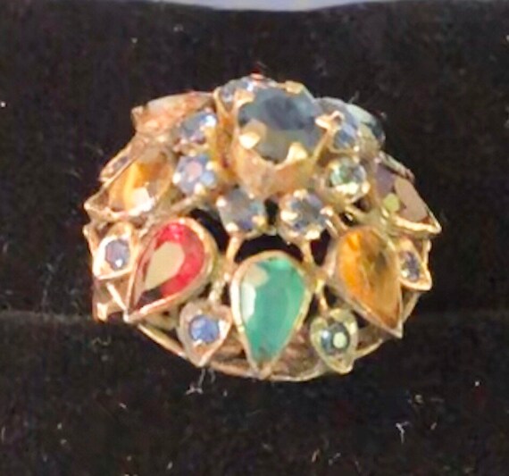 Vintage 18K Princess Ring Indian Navratna Ring Sa… - image 8