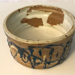 1987 Ceramic Bowl Boho Hippie Bowl Fruit Bowl Pet Feeding Dish Graffiti Abstract Painting Design Southern Art Pottery Stoneware Bowl
