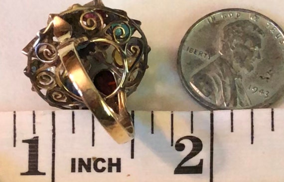 Vintage 18K Princess Ring Indian Navratna Ring Sa… - image 10