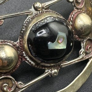 Magnífica pulsera vintage de abulón de ónix mexicano, brazalete de ónix mexicano, hecho en México, 29,9 g imagen 13