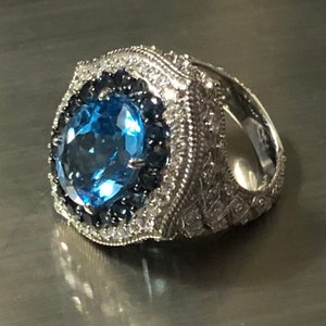 Vintage Judith Ripka Ring Größe 6 Brilliant Judith Ripka Statement Ring mit facettierten blauen Stein Blautopas ?
