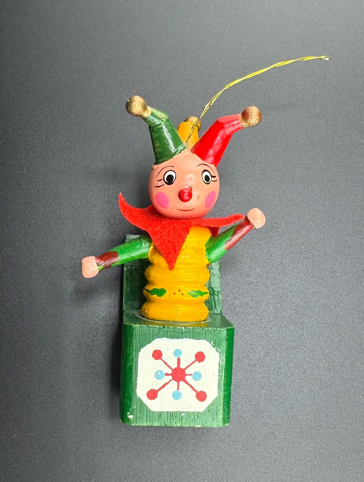 Vintage Handmade Miniature Jester Jack in the Box Christmas
