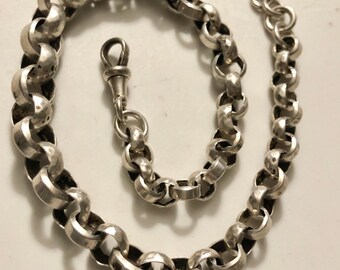 Antique Handmade Silver Gilt Watch Chain Antique Silver Watch Chain Graduated Faceted Links