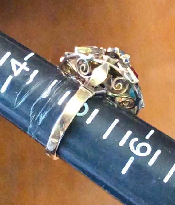 Vintage 18K Princess Ring Indian Navratna Ring Sa… - image 9