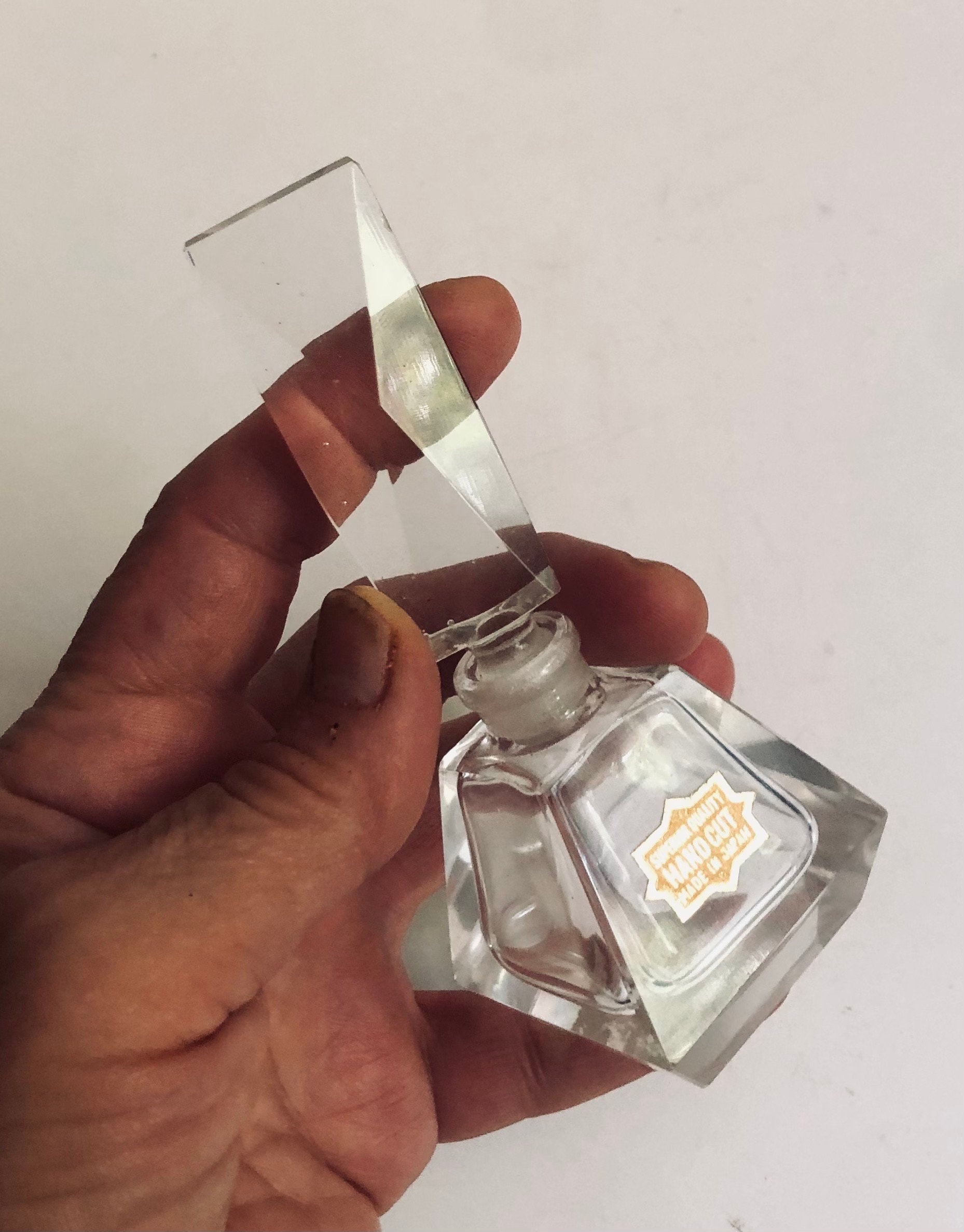 Vintage Art Deco Cut Crystal Perfume Bottle W Stopper Cologne