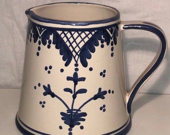 Vintage Ceramiche Virginia Romanian Pitcher Traditional Ceramic Water Pitcher made in Romania Blue and White Kitchen Cottagecore SALE