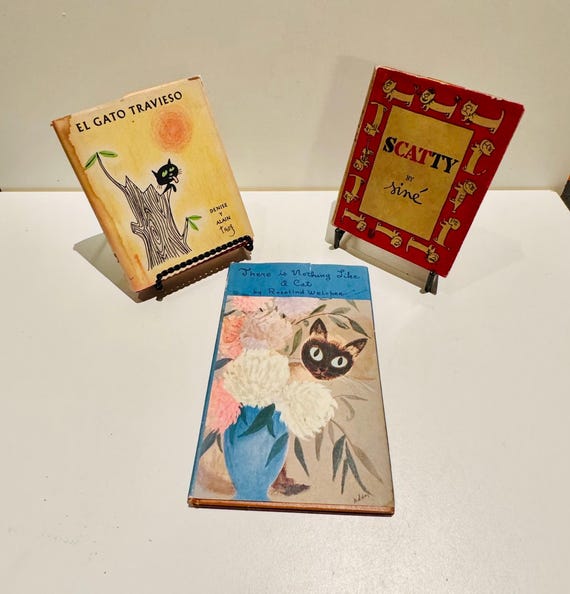3 Whimsical 1960s Cat Lover Books El Gato Travieso Mischievous Cat