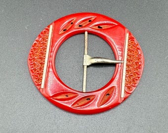 Vintage Red Bakelite Buckle Belt Buckle Vintage Clothing - Etsy display picture 1