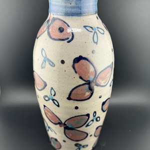 Vintage Ceramic Modernist MCM Vase Stylized Leaves Speckled Glaze Artist Signed Italian Art Pottery?