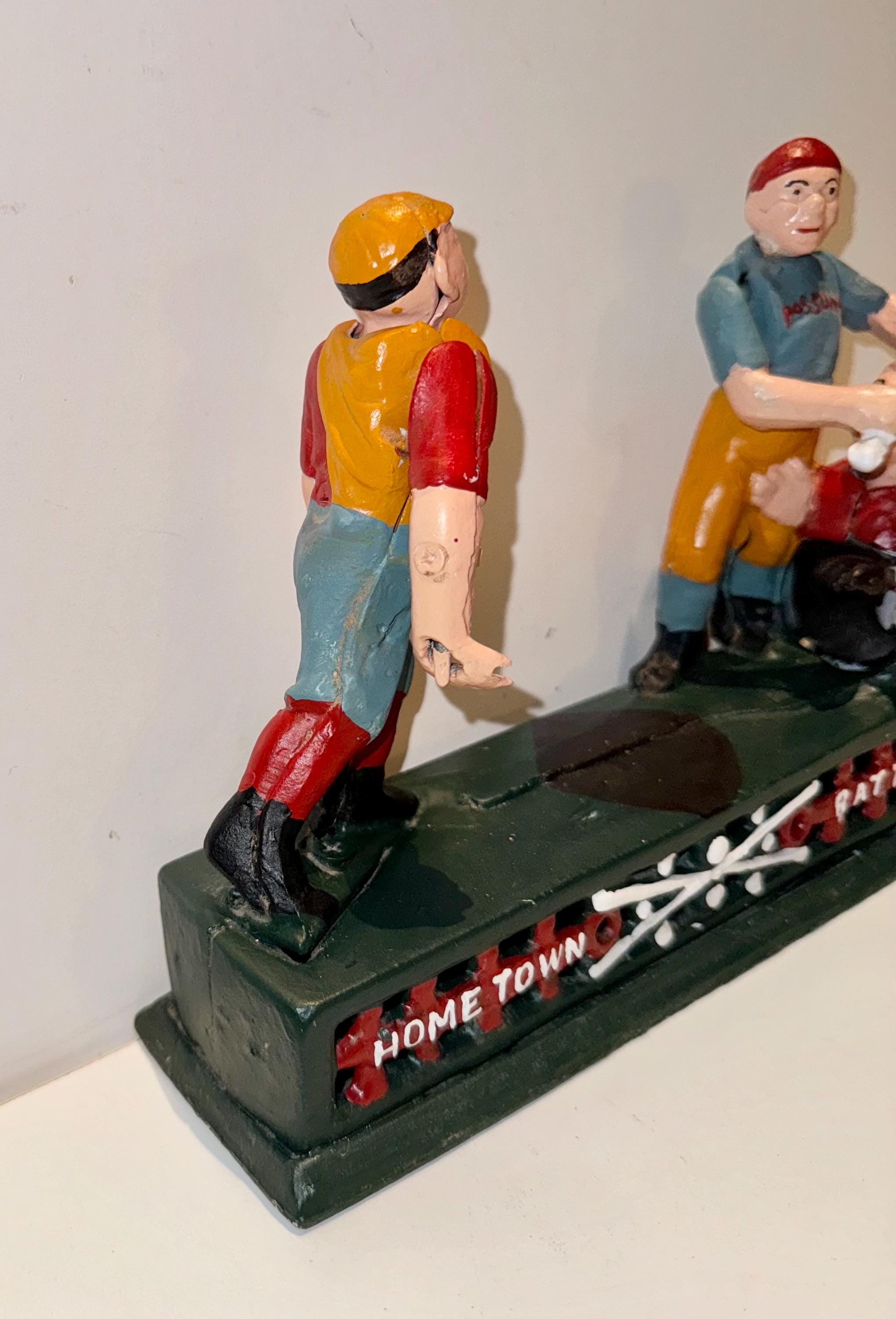 Vintage Cast Iron Hometown Battery Baseball Mechanical Bank