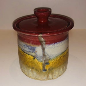 Vtg Ceramic Pigeon River Pottery Lidded Candle Holder Trinket Box Condiment Jar Smokey Mountains Tennessee Southern Art Pottery Cottage Core