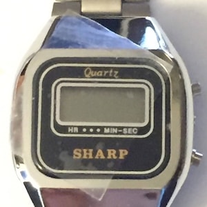 Vintage Mid Century Stainless Sharp Wrist Watch Women's LCD Quartz Digital 1970s-80s Brand New Deadstock NOS SALE image 1