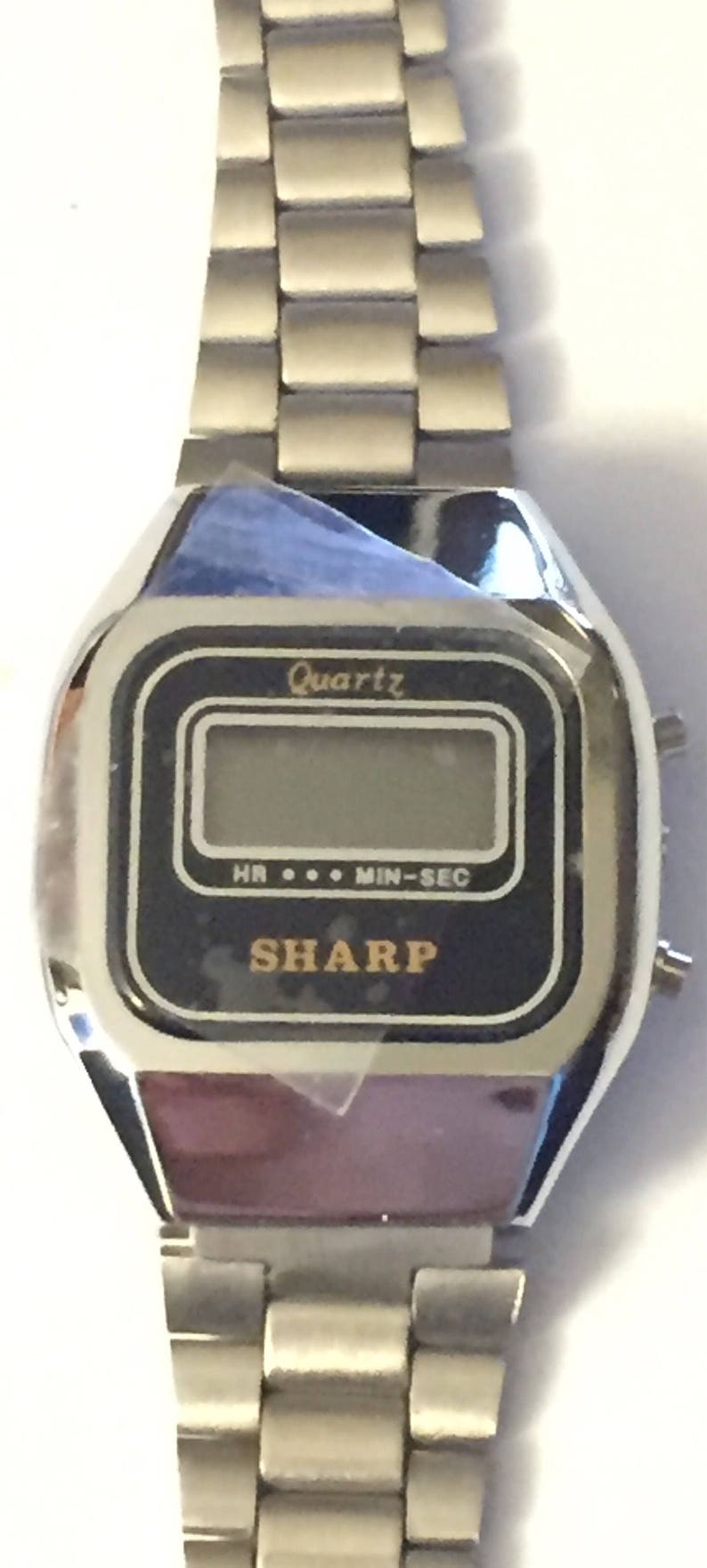 Vintage Mid Century Stainless Sharp Wrist Watch Women's LCD Quartz Digital 1970s-80s Brand New Deadstock NOS SALE image 1