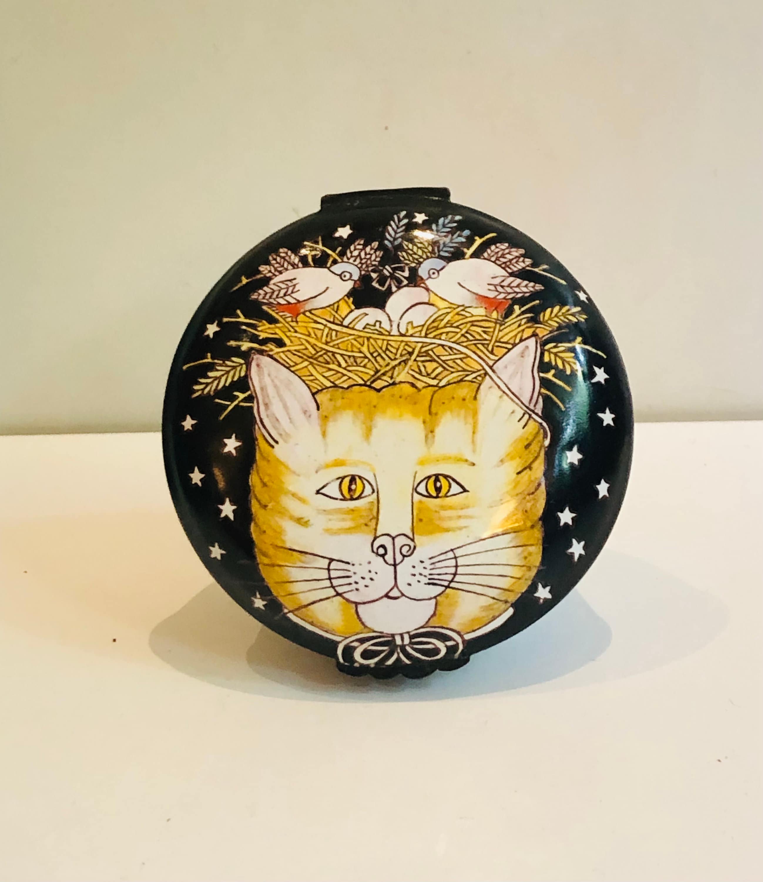 Beufee Caja De Joyería Para Gatos, Joyero Con Bisagras De Gato Blanco Con Soporte Para Anillo