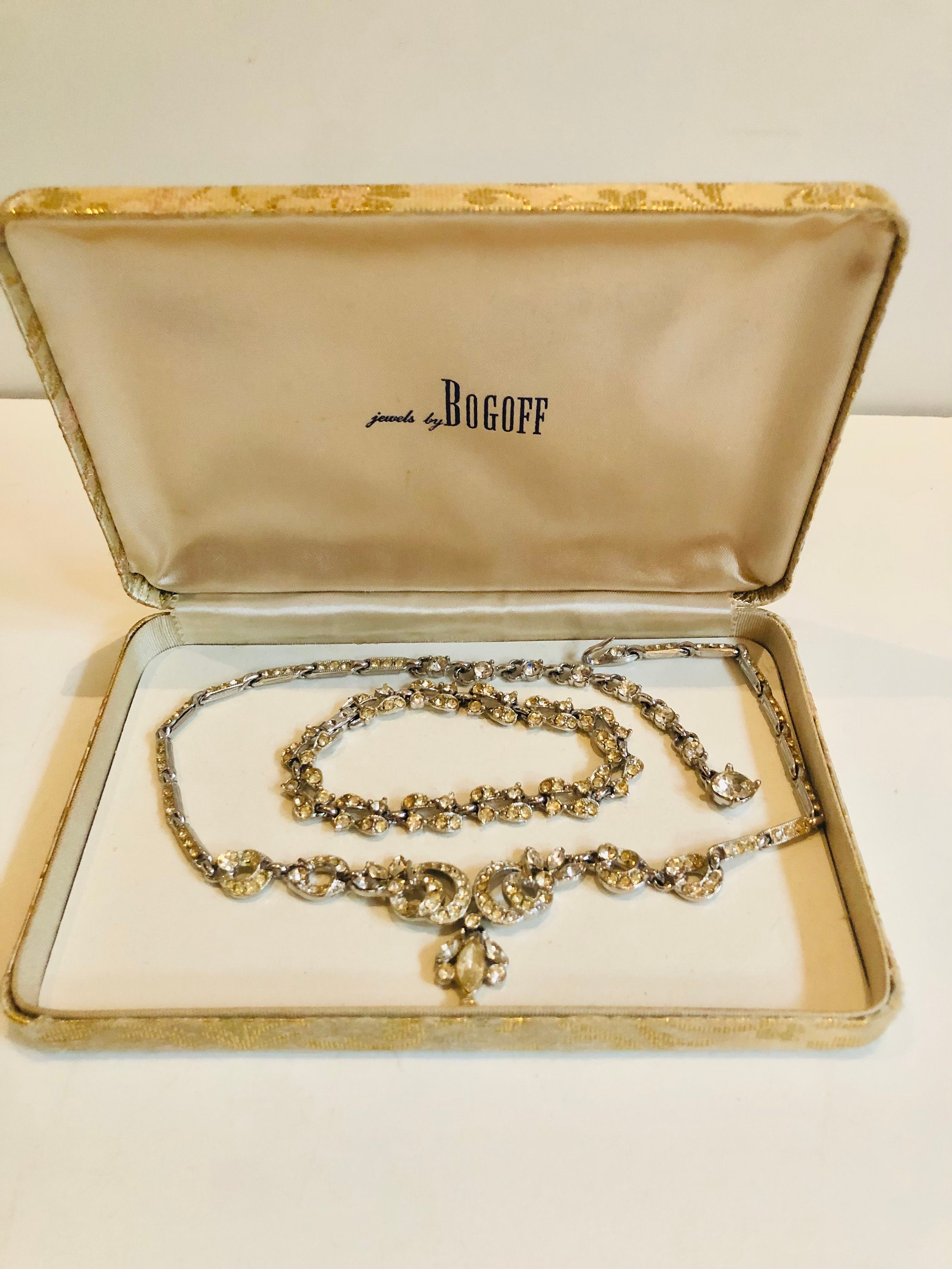 Elegant Mid Century Vintage Bogoff Rhinestone Choker Necklace