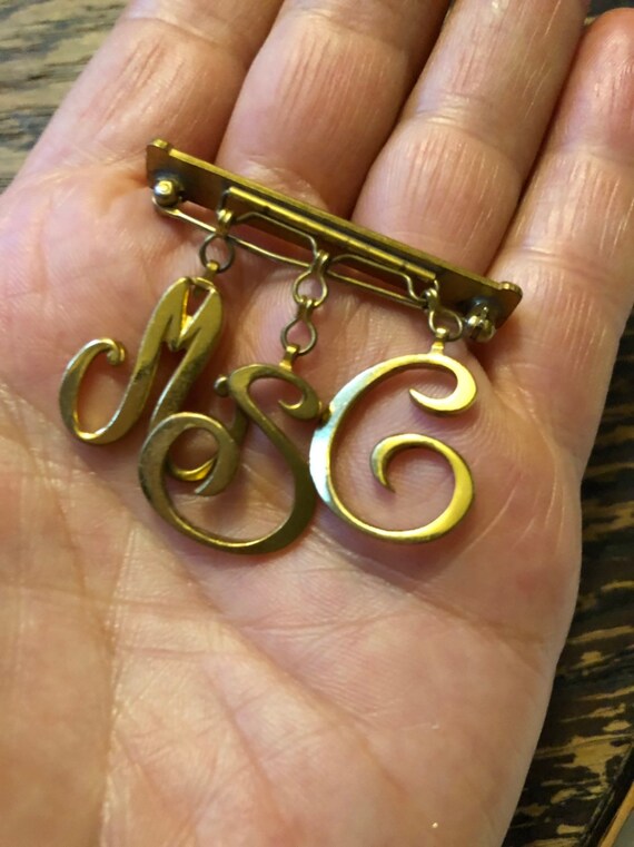 Vintage Monocraft Dangling Initials Monogram Broo… - image 7