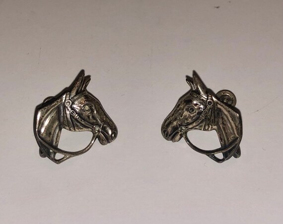 Midcentury Vintage Beau Sterling Horse Earrings S… - image 2