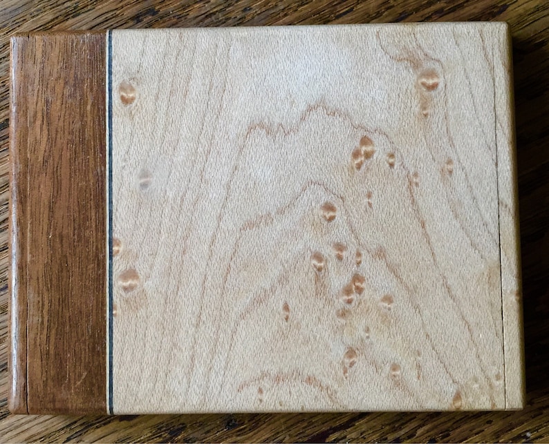 Vintage Birdseye Maple Card Case Vintage Handmade Wooden Inlay Business Card Holder SALE