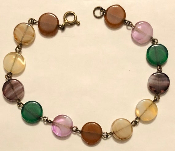 Vintage Art Glass Bracelets Pair Beaded Bracelets… - image 4
