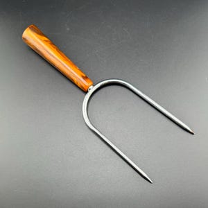 Vintage Bakelite Meat Fork Turkey Lifter 2 Prongs Marbelized Art Deco Caramel Catalin Swirl Retro Kitchenware Retro Utensil Serving Piece