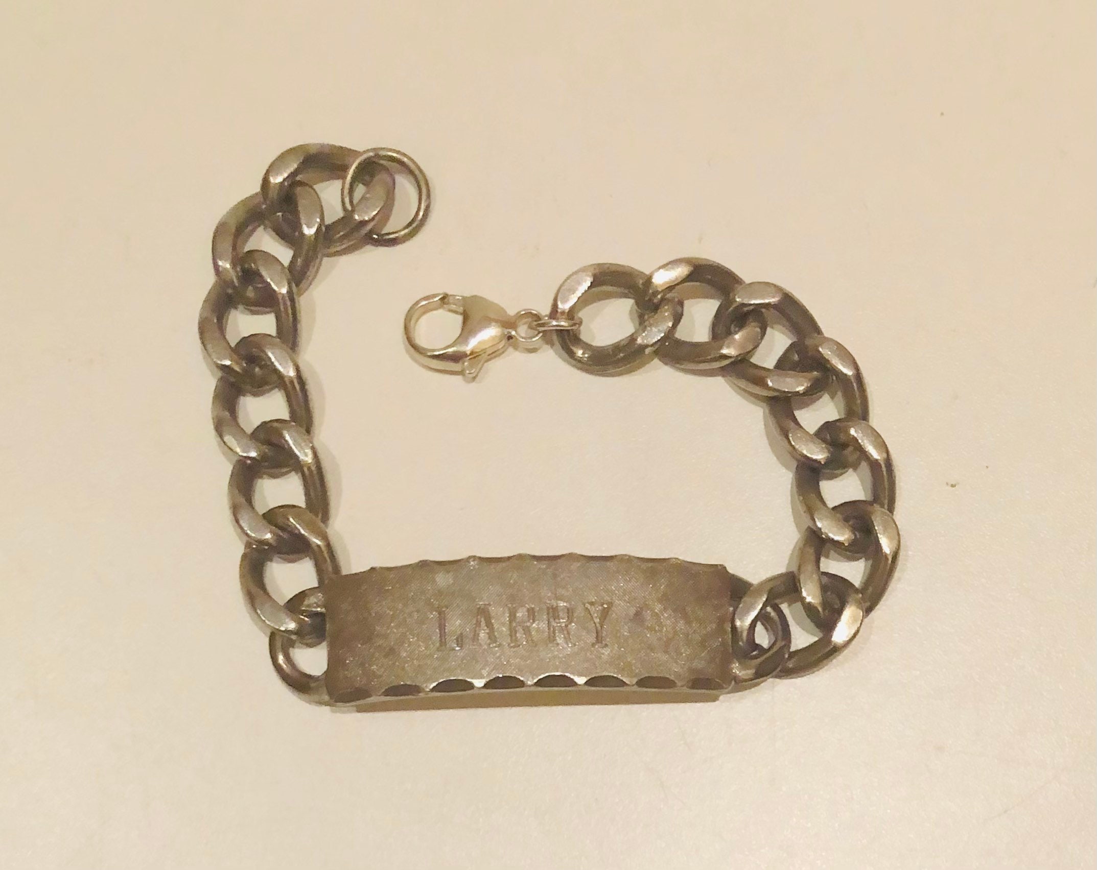 Vtg American Sterling Silver ID Bracelet Brushed Silver Vtg American Sterling Silver ID Bracelet Brushed Silver