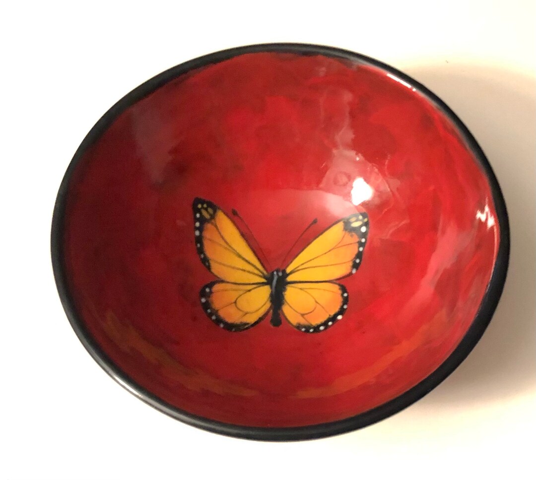 Stunning Ceramic Butterfly Bowl Featuring Monarch Butterfly Etsy