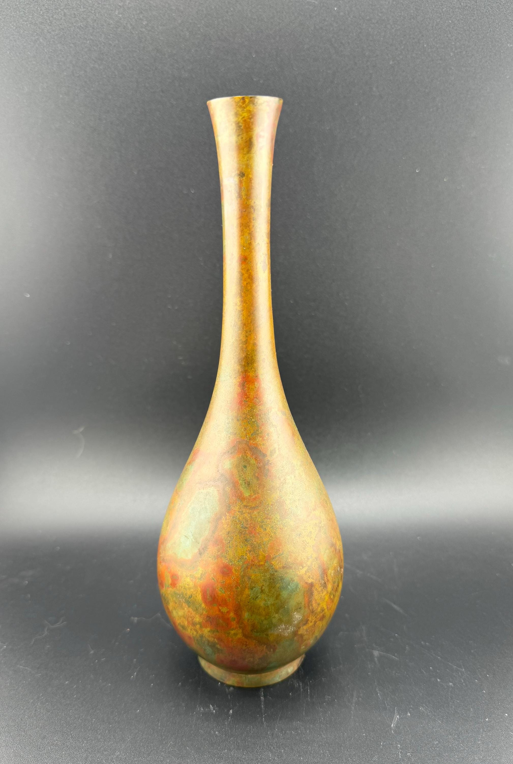 Vintage Japanese Metal Bud Vase SSKK Ghost Skull Crossbones