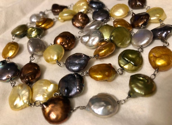 Opera Length Dyed Baroque Pearl Necklace Multicol… - image 7