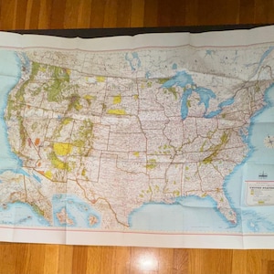 1960er Jahre Rand McNally USA Recreational Map Travel Guide National & State Parks und Urlaub Heiße Tipps Outdoor Living Broschüre Wandern Camping