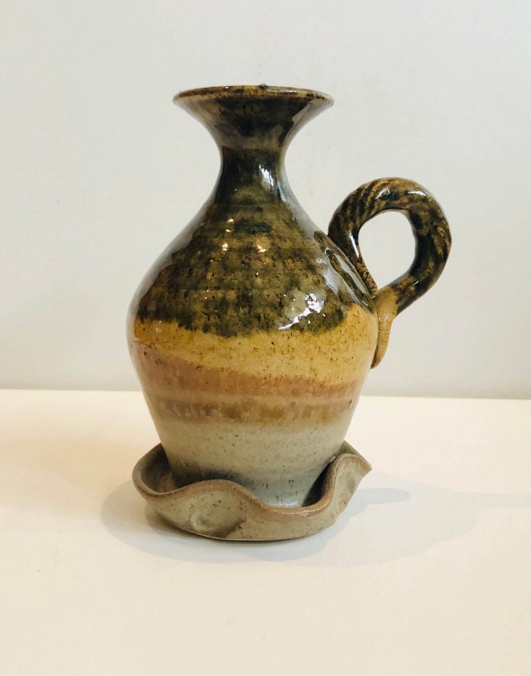 Adorable Vintage Ceramic Oil Lamp Studio Pottery Oil Lamp Bud Vase