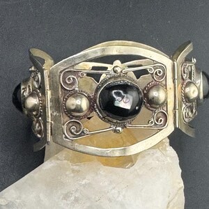 Magnífica pulsera vintage de abulón de ónix mexicano, brazalete de ónix mexicano, hecho en México, 29,9 g imagen 4